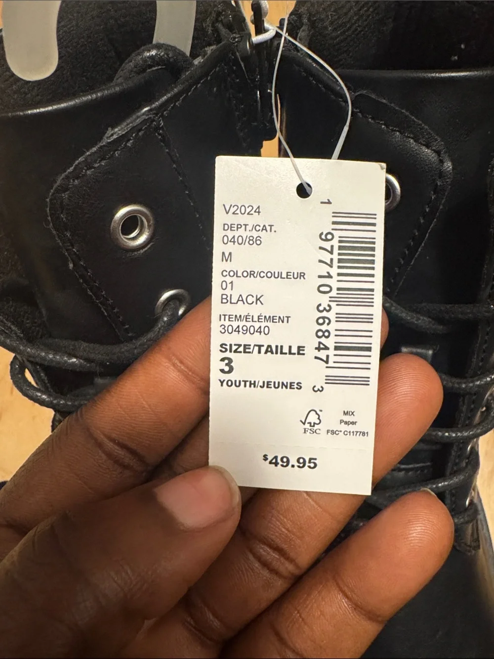 The Children's Place Black Lace-Up Kids Combat Boots
